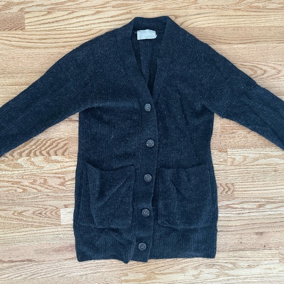 Everlane: The Oversized Alpaca Pocket Cardigan - Heather Black XX Small - Picture 2 of 6
